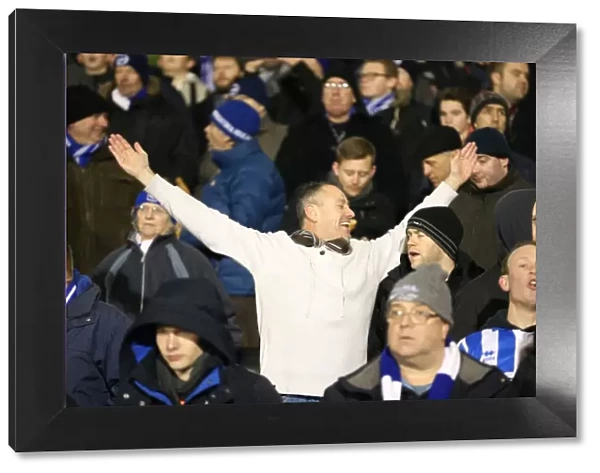 Brighton and Hove Albion Fans at Craven Cottage during Sky Bet Championship Match, December 2014