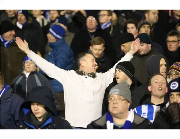 Brighton and Hove Albion Fans at Craven Cottage during Sky Bet Championship Match, December 2014