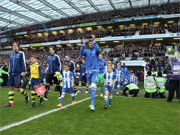 Brighton and Hove Albion: Gordon Greer Leads the Team Out Against Arsenal in FA Cup Match, American Express Community Stadium, January 2015