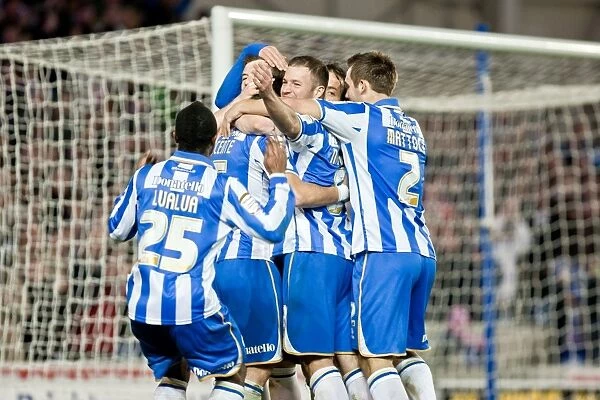 Ashley Barnes Scores the Second Goal: Brighton & Hove Albion Leads Derby County 2-0, March 2012