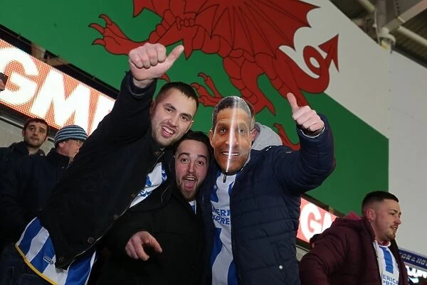 Brighton and Hove Albion Fans Unwavering Support at Cardiff City Stadium, Sky Bet Championship 2015