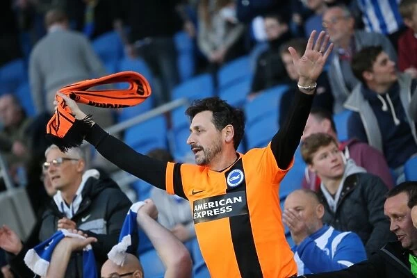 Brighton and Hove Albion FC: Passionate Fans in Action during the Sky Bet Championship Clash vs. AFC Bournemouth (10APR15)