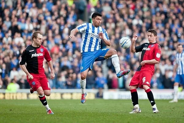 Brighton & Hove Albion vs Portsmouth: Gonzalo Jara Reyes in Action at the Championship Clash at Amex Stadium (March 10, 2012)