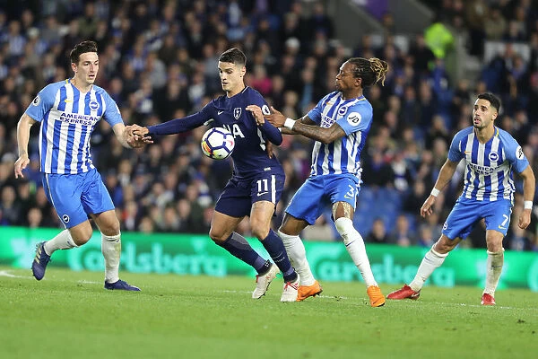 Brighton and Hove Albion vs. Tottenham Hotspur: Dunk, Bong, and Lamela in Action (17APR18)
