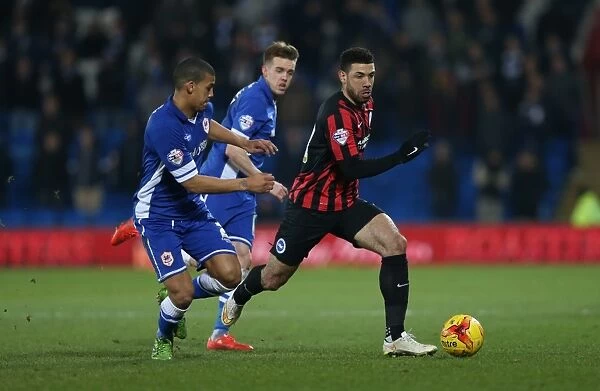 Brighton's Leon Best Fights for Goal Against Cardiff City in Sky Bet Championship Clash, 10th February 2015