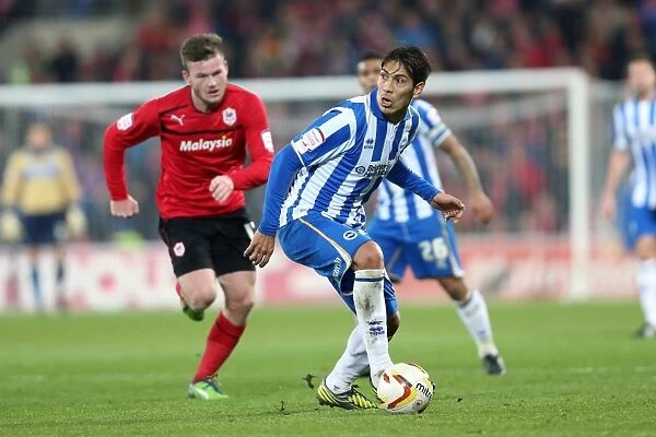 Brighton's Ulloa in Action against Cardiff, Npower Championship 2013