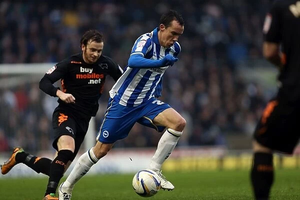 David Lopez in Action: Brighton & Hove Albion vs Derby County, Npower Championship, Amex Stadium (January 12, 2013)