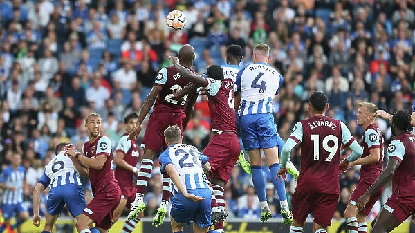 Intense Action: Brighton & Hove Albion vs. West Ham United in the 2023 / 24 Premier League at American Express Stadium