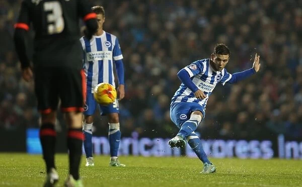 Jake Forster-Caskey Shoots in Brighton and Hove Albion vs Fulham Championship Match, American Express Community Stadium (November 2014)