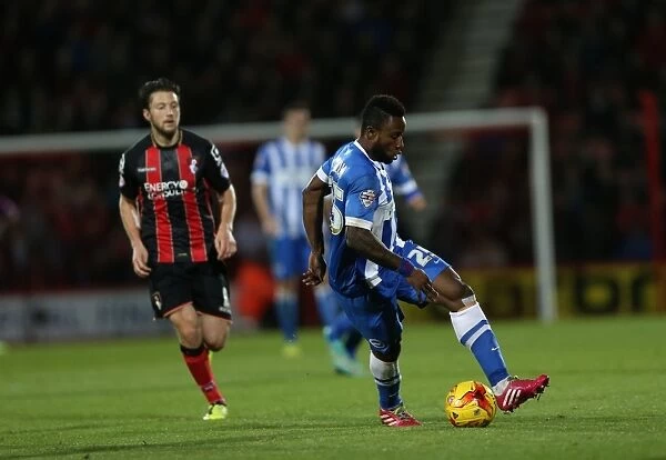 Kazenga LuaLua of Brighton and Hove Albion in Action at Bournemouth's Goldsands Stadium during SkyBet Championship Match, November 2014
