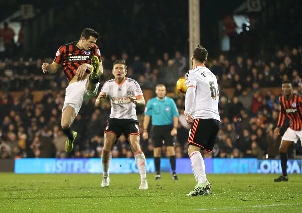 Lewis Dunk: In Action at Craven Cottage during Fulham vs. Brighton & Hove Albion, 2014