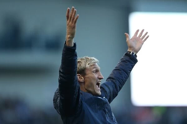 Sami Hyypia Celebrates Victory: Brighton and Hove Albion vs. Fulham, 2014