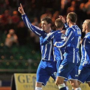 Ashley Barnes celebrates the goal that sealed our promotion to The Championship in 2011