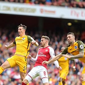 Brighton Defenders Dunk and Duffy Thwart Arsenal's Ramsey: Premier League Showdown, 01OCT17