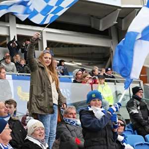 Brighton and Hove Albion Fans in Action: Sky Bet Championship Showdown vs. Wolverhampton Wanderers (14 March 2015)