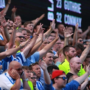 Brighton and Hove Albion Fans in Full Voice during Sky Bet Championship Match vs. Blackburn Rovers (22nd August 2015)