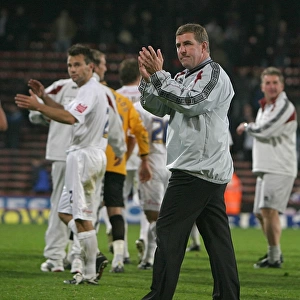 MArk McGhee applauds the Albion fans at the end of the game