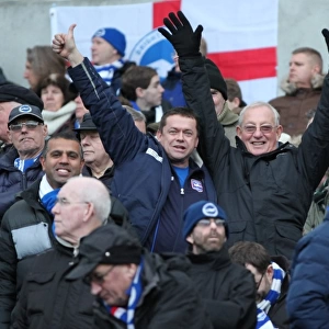Passionate Clash: Brighton & Hove Albion vs. Brentford (17 January 2015) - Fans Showing Intense Emotion at the American Express Community Stadium
