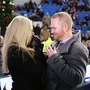 A Romantic Moment at the Football Field: Jamie Howell Proposes to Kristina Sinclair during Brighton and Hove Albion vs. Millwall (12DEC14)