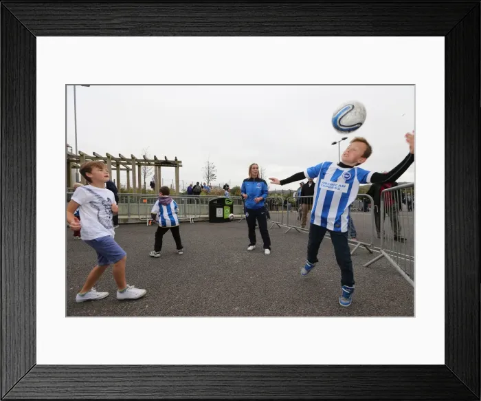 Framed Print : Brighton and Hove Albion Women's Team: Empowering the Next Generation at the Fanzone Ahead of the Big Match vs. Middlesbrough (18th October 2014) Framed Print : Brighton and Hove Albion Women's Team: Empowering the Next Generation at the Fanzone Ahead of the Big Match vs. Middlesbrough (18th October 2014)