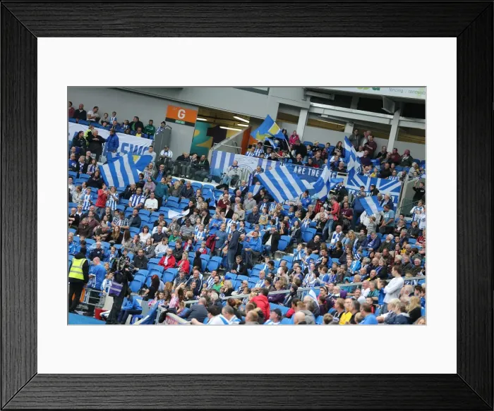 Framed Print : Brighton and Hove Albion vs Middlesbrough: A Sea of Passion in the South West Corner (18OCT14)