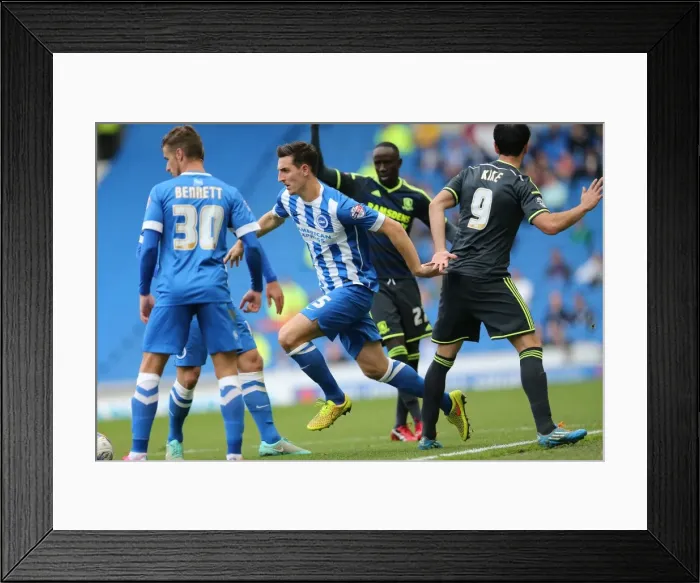 Framed Print : Brighton & Hove Albion: Lewis Dunk Secures Possession Against Middlesbrough Framed Print : Brighton & Hove Albion: Lewis Dunk Secures Possession Against Middlesbrough
