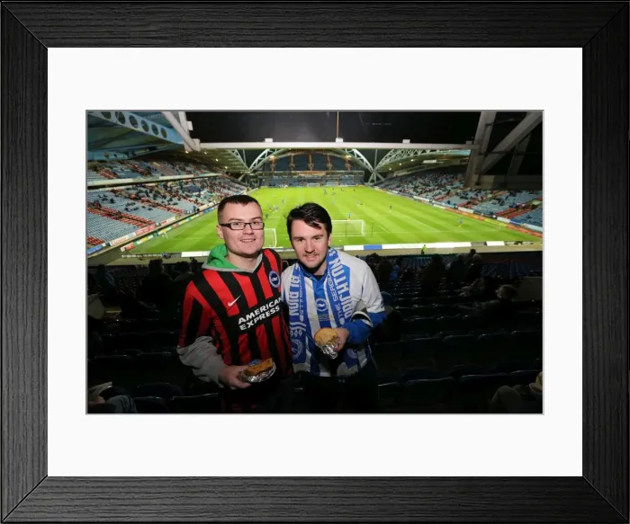 Framed Print : Brighton and Hove Albion Fans in Action at Huddersfield Championship Match, 2014 Framed Print : Brighton and Hove Albion Fans in Action at Huddersfield Championship Match, 2014