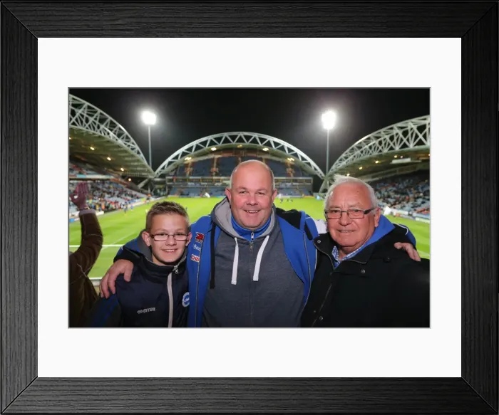 Framed Print : Brighton and Hove Albion Fans in Action at Huddersfield Championship Match, 2014 Framed Print : Brighton and Hove Albion Fans in Action at Huddersfield Championship Match, 2014