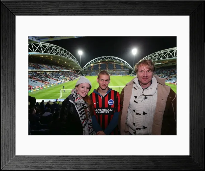 Framed Print : Brighton and Hove Albion Fans in Action at Huddersfield Championship Match, 2014 Framed Print : Brighton and Hove Albion Fans in Action at Huddersfield Championship Match, 2014