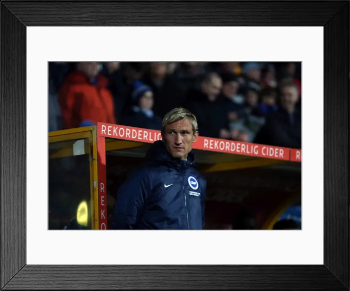 Framed Print : Sami Hyypia Leads Brighton and Hove Albion in Huddersfield Championship Clash, 21 October 2014 Framed Print : Sami Hyypia Leads Brighton and Hove Albion in Huddersfield Championship Clash, 21 October 2014