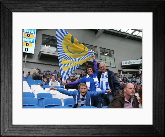 Framed Print : Brighton & Hove Albion Fans in Full Force at American Express Community Stadium during SkyBet Championship Match vs. Rotherham United (October 2014) Framed Print : Brighton & Hove Albion Fans in Full Force at American Express Community Stadium during SkyBet Championship Match vs. Rotherham United (October 2014)