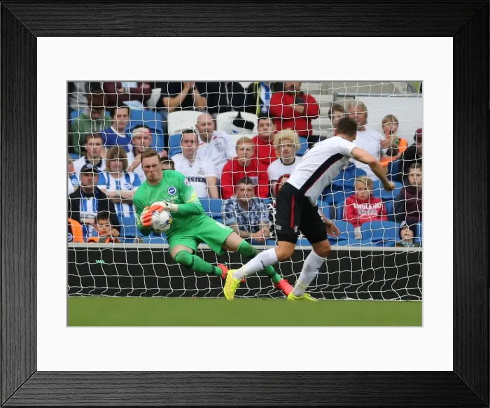 Framed Print : David Stockdale's Spectacular Save: Brighton and Hove Albion vs. Rotherham United at American Express Community Stadium (October 25, 2014)