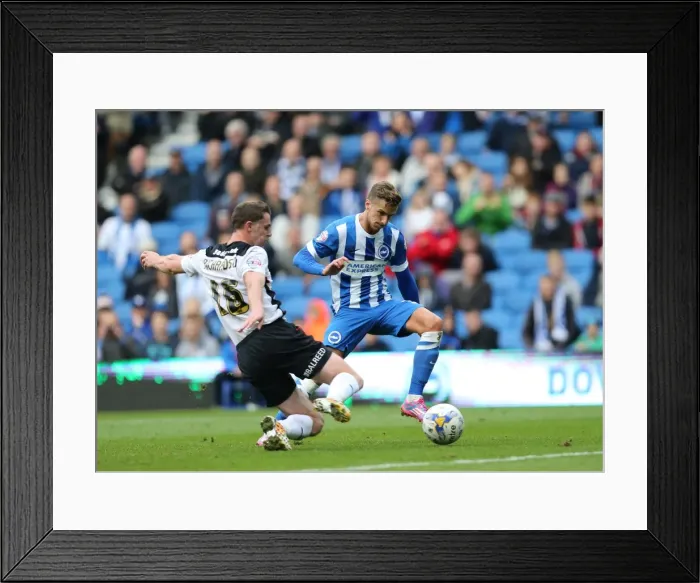 Framed Print : Joe Bennett Scores: Brighton and Hove Albion vs Rotherham United at American Express Community Stadium, October 2014