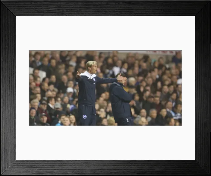 Framed Print : Sami Hyypia Leads Brighton and Hove Albion in Capital One Cup Clash against Tottenham Hotspur (October 2014)