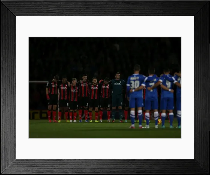 Framed Print : Minutes of Silence: Brighton and Hove Albion at Bournemouth's American Express Community Stadium, SkyBet Championship, 1st November 2014 Framed Print : Minutes of Silence: Brighton and Hove Albion at Bournemouth's American Express Community Stadium, SkyBet Championship, 1st November 2014