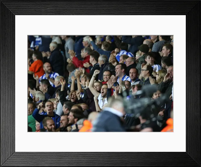 Framed Print : Brighton and Hove Albion Fans Passionate Support at SkyBet Championship Match vs Bournemouth (November 2014)