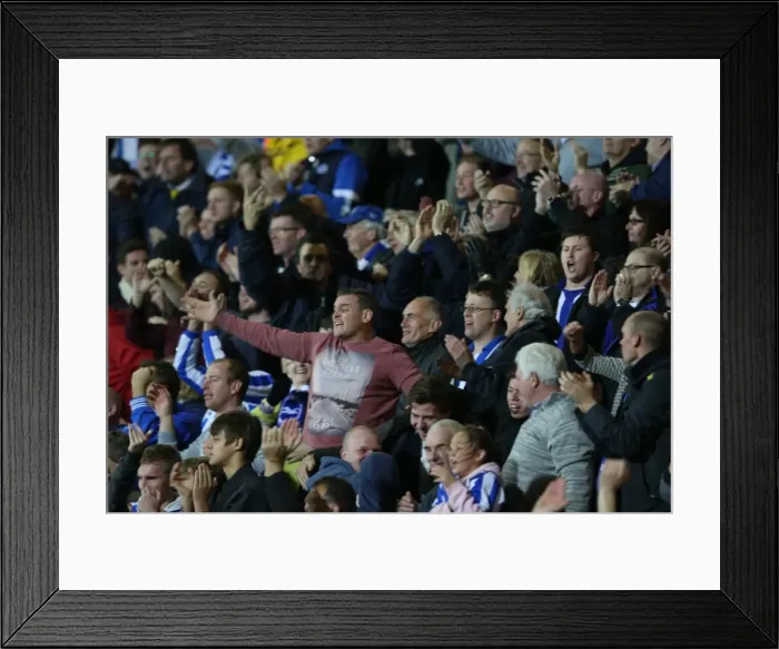 Framed Print : Brighton & Hove Albion Fans Triumph: Celebrating at the SkyBet Championship Match vs. Bournemouth, 1st November 2014 Framed Print : Brighton & Hove Albion Fans Triumph: Celebrating at the SkyBet Championship Match vs. Bournemouth, 1st November 2014