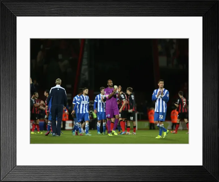 Framed Print : Ali Al-Habsi in Action at American Express Community Stadium: Bournemouth vs. Brighton and Hove Albion, 1st November 2014