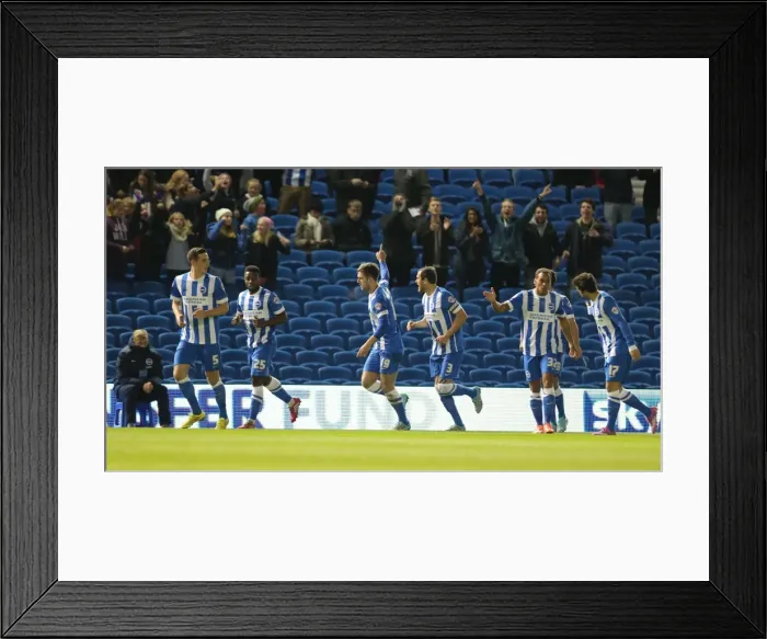 Framed Print : Gary Gardner Scores for Wigan Against Brighton & Hove Albion in Championship Match, November 2014