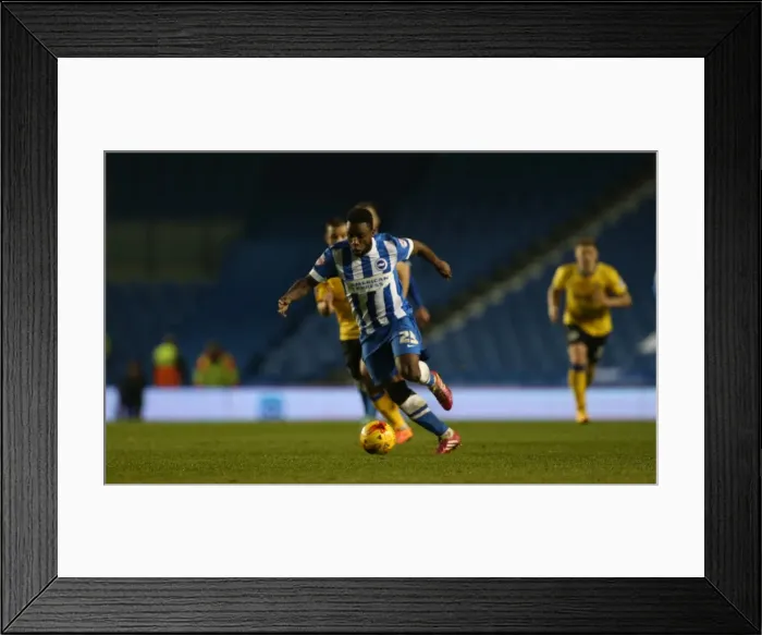 Framed Print : Kazenga LuaLua in Action: Brighton & Hove Albion vs Wigan Athletic, American Express Community Stadium, 4 November 2014 Framed Print : Kazenga LuaLua in Action: Brighton & Hove Albion vs Wigan Athletic, American Express Community Stadium, 4 November 2014