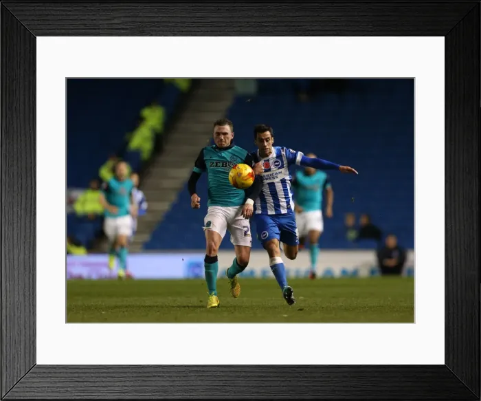 Framed Print : Sam Baldock Scores for Brighton & Hove Albion Against Wigan Athletic in Sky Bet Championship 2014 Framed Print : Sam Baldock Scores for Brighton & Hove Albion Against Wigan Athletic in Sky Bet Championship 2014