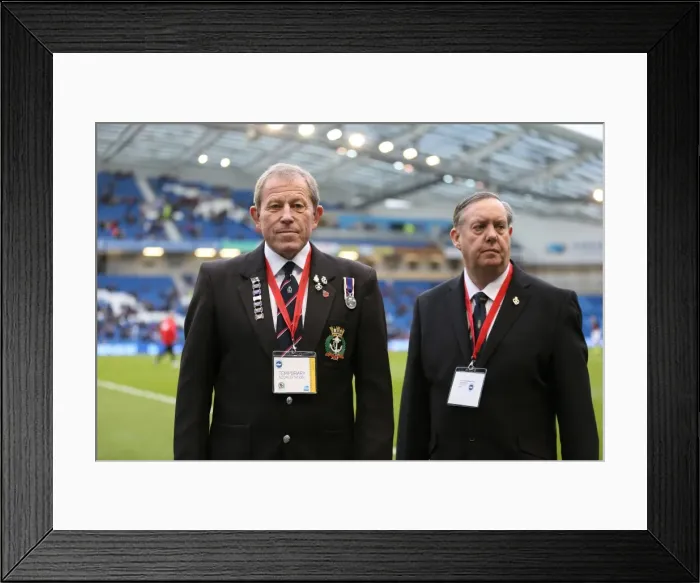 Framed Print : Brighton & Hove Albion vs. Wigan Athletic War Veterans: Sky Bet Championship Clash at American Express Community Stadium (November 8, 2014) Framed Print : Brighton & Hove Albion vs. Wigan Athletic War Veterans: Sky Bet Championship Clash at American Express Community Stadium (November 8, 2014)