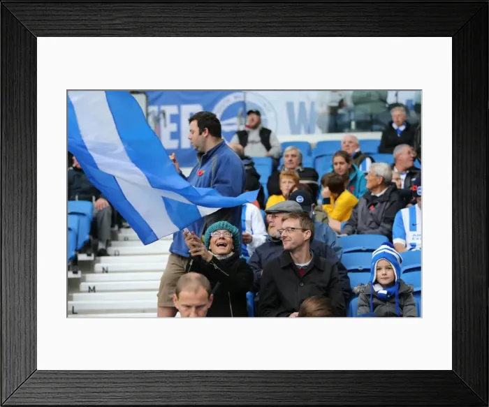 Framed Print : Brighton & Hove Albion FC: Unwavering Fan Support Against Wigan Athletic in Sky Bet Championship (8 November 2014) Framed Print : Brighton & Hove Albion FC: Unwavering Fan Support Against Wigan Athletic in Sky Bet Championship (8 November 2014)