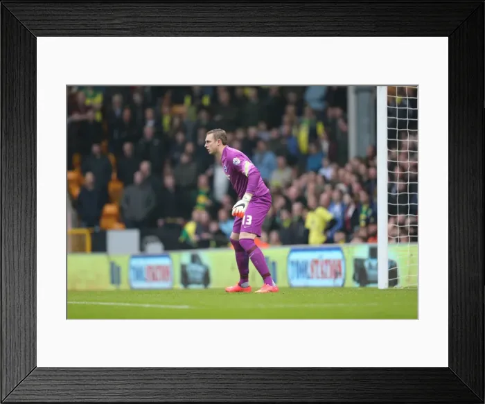Framed Print : David Stockdale: Intense Concentration during Norwich City vs. Brighton and Hove Albion, 2014