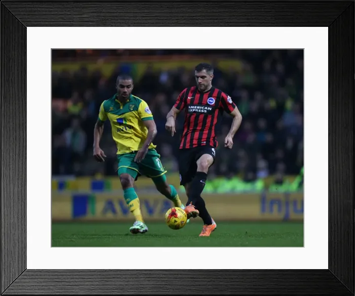 Framed Print : Aaron Hughes in Action: Norwich City vs. Brighton & Hove Albion, Sky Bet Championship Clash at Carrow Road, 2014 Framed Print : Aaron Hughes in Action: Norwich City vs. Brighton & Hove Albion, Sky Bet Championship Clash at Carrow Road, 2014