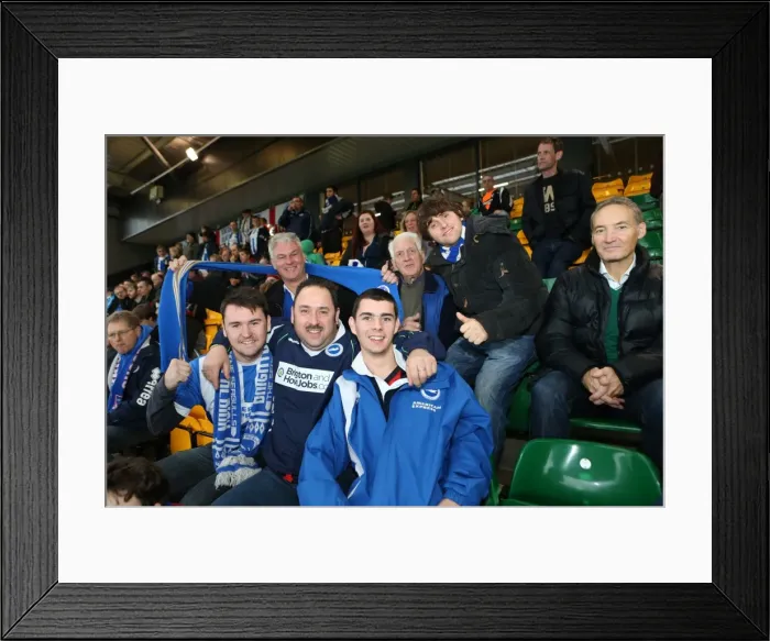 Framed Print : Passionate Showdown at Carrow Road: Brighton and Hove Albion Fans vs Norwich City (22NOV14)