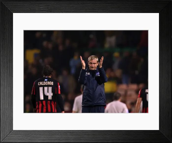 Framed Print : Sami Hyypia Guides Brighton and Hove Albion in Norwich Showdown, 22 Nov 2014 Framed Print : Sami Hyypia Guides Brighton and Hove Albion in Norwich Showdown, 22 Nov 2014