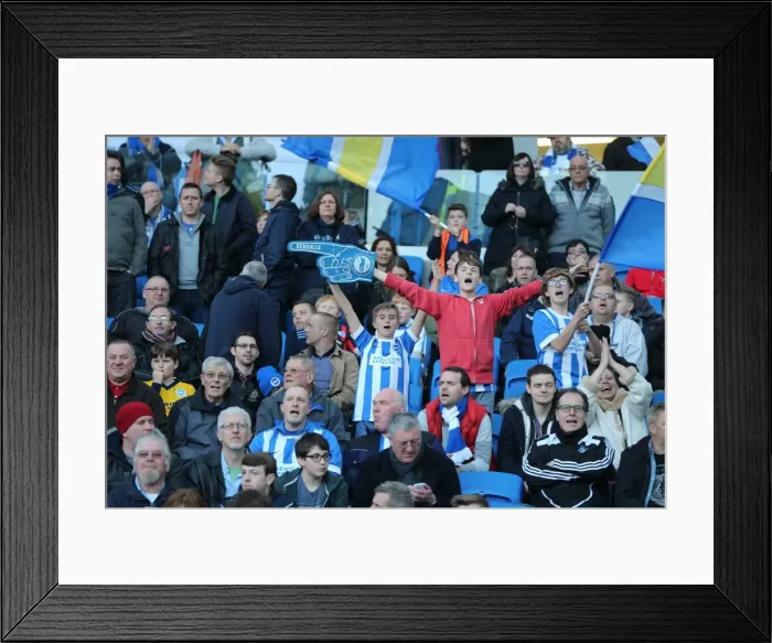 Framed Print : Passionate Clash: Brighton & Hove Albion vs Fulham Fans at American Express Community Stadium (29NOV14)