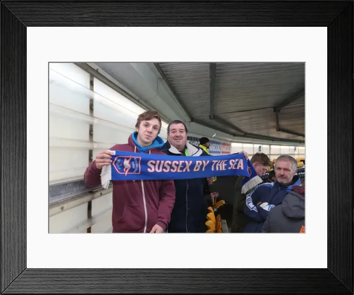 Framed Print : Brighton and Hove Albion Fans in Full Force: Derby County Championship Showdown, December 2014 Framed Print : Brighton and Hove Albion Fans in Full Force: Derby County Championship Showdown, December 2014