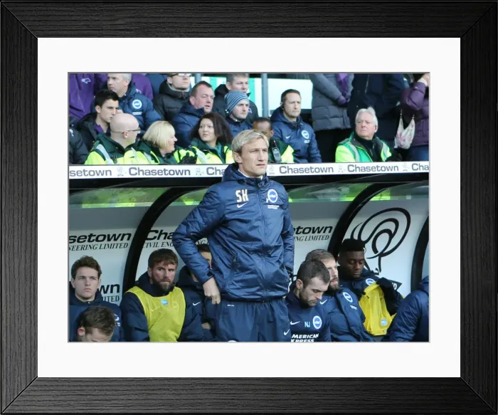 Framed Print : Sami Hyypia Leads Brighton and Hove Albion in Derby County Showdown, December 2014 Framed Print : Sami Hyypia Leads Brighton and Hove Albion in Derby County Showdown, December 2014